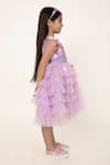 A Little Fable_Purple 100% Polyester Lining 100% Cotton Embellished Ruffled Tulle Dress _at_Aza_Fashions