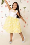 Buy_A Little Fable_Yellow 100% Polyester Lining 100% Cotton Embroidery Bloom Ruffle Tiered Dress _at_Aza_Fashions