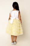 Shop_A Little Fable_Yellow 100% Polyester Lining 100% Cotton Embroidery Bloom Ruffle Tiered Dress _at_Aza_Fashions