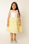 Buy_A Little Fable_Yellow 100% Polyester Lining 100% Cotton Embroidery Bloom Ruffle Tiered Dress _Online_at_Aza_Fashions