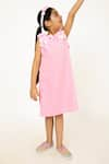 Shop_A Little Fable_Pink 100% Polyester Lining 100% Cotton Bloom Embellished A Line Dress _Online_at_Aza_Fashions