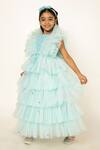 A Little Fable_Blue Polyester Embroidery Sequin Embellished Ruffle Tiered Gown _Online_at_Aza_Fashions