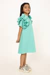 A Little Fable_Blue 100% Polyester Lining 100% Cotton Shoulder Ruffle A Line Wildflower Dress _Online_at_Aza_Fashions