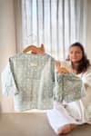 Shop_Love The World Today_Grey 100% Cotton Hand Dyed Bandhani Shared Secrets Kimono With Shorts _at_Aza_Fashions