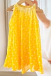 Buy_Love The World Today_Yellow 100% Cotton Hand Dyed Bandhani Kin Halter Neck Sunkissed Ombre Dress _at_Aza_Fashions