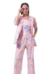 Pop Sugar_Multi Color 100% Cotton Printed Abstract Lapel Floral Blazer With Pant Set _at_Aza_Fashions