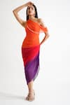 KEOO_Purple Lycra Embroidery Crystals Asymmetric Tango Ombre Dress _Online_at_Aza_Fashions