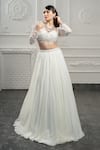 Buy_Damoiselle_Ivory Georgette Embroidered Sequin Sweetheart Regal Frost Lehenga Set _at_Aza_Fashions