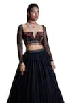 Buy_Damoiselle_Black Georgette Embroidered Sequin Notched Grace Lehenga Set _Online_at_Aza_Fashions