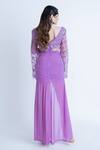 Shop_Damoiselle_Purple Net Lycra Embroidered Sequin Plunge-v Luxe Floral Dress _at_Aza_Fashions