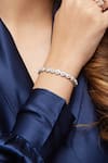 Mirelle_White Zircon Halo Tennis Bracelet _Online_at_Aza_Fashions