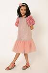 Buy_A Little Fable_Peach 100% Polyester Embellished Sequin Mermaid Sparkle Dress _at_Aza_Fashions