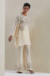 Shop_One Not Two_Off White Kaftan Crushed Silk Hand Embroidered Sequins Round With Pant 