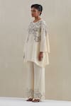 One Not Two_Off White Kaftan Crushed Silk Hand Embroidered Sequins Round With Pant _Online