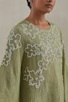 Buy_One Not Two_Green Kaftan Crushed Silk Hand Embroidered Sequins Round With Pant _Online_at_Aza_Fashions