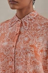 Buy_One Not Two_Orange Shirt Kurta Crushed Silk Embroidered Sequins Floral Print And Pant Set _Online_at_Aza_Fashions