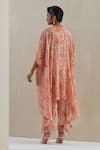 Shop_One Not Two_Orange Kaftan Crushed Silk Hand Embroidered Sequins Notched Bead And Pant Set _at_Aza_Fashions