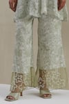 Buy_One Not Two_Green Kurta Crushed Silk Hand Embroidered Floral Printed With Bell Bottom Pant _Online_at_Aza_Fashions