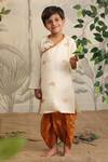 Buy_Cute Couture_Beige Cotton Hand Embroidered Thread Elephant Kurta Set _at_Aza_Fashions