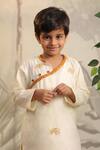Buy_Cute Couture_Beige Cotton Hand Embroidered Thread Elephant Kurta Set _Online_at_Aza_Fashions