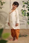 Shop_Cute Couture_Beige Cotton Hand Embroidered Thread Elephant Kurta Set _Online_at_Aza_Fashions