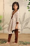 Buy_Cute Couture_Cream Cotton Printed Elephant Asymmetric Kurta And Pant Set _Online_at_Aza_Fashions