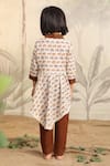 Shop_Cute Couture_Cream Cotton Printed Elephant Asymmetric Kurta And Pant Set _at_Aza_Fashions