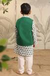Shop_Cute Couture_Green Cotton Printed Elephant Block Jacket Set _at_Aza_Fashions