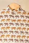 CUTE COUTURE_Orange Cotton Printed Elephant Jacket With Kurta Set _Online_at_Aza_Fashions