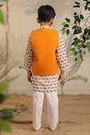 Shop_CUTE COUTURE_Orange Cotton Printed Elephant Jacket With Kurta Set _at_Aza_Fashions