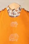 Shop_CUTE COUTURE_Orange Cotton Printed Elephant Jacket With Kurta Set 