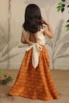 Shop_Cute Couture_Beige Cotton Printed Elephant Embroidered Top And Skirt Set _at_Aza_Fashions