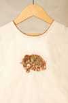 Shop_Cute Couture_Beige Cotton Printed Elephant Embroidered Top And Skirt Set 
