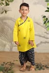 Buy_CUTE COUTURE_Yellow Cotton Hand Embroidered Thread Kurta With Dhoti Pant _at_Aza_Fashions