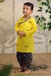 Shop_CUTE COUTURE_Yellow Cotton Hand Embroidered Thread Kurta With Dhoti Pant _Online_at_Aza_Fashions