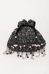 Shop_EENA_Black Pearl And Crystal Embellished Potli Bag _at_Aza_Fashions