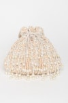 Shop_EENA_Beige Pearl Crystal And Embellished Potli Bag _at_Aza_Fashions