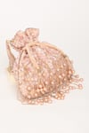 Shop_EENA_Rose Gold Pearl Crystal And Tasseled Potli Bag _Online_at_Aza_Fashions