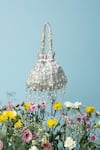 Buy_EENA_Silver Pearl Tasseled Crystal Embellished Potli Bag _at_Aza_Fashions