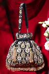 Buy_EENA_Black Tassels Oishi Velvet Floral Motif Embroidered Bag _at_Aza_Fashions