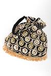 Buy_EENA_Black Tassels Oishi Velvet Floral Motif Embroidered Bag _Online_at_Aza_Fashions