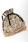 Shop_EENA_Black Tassels Oishi Velvet Floral Motif Embroidered Bag _Online_at_Aza_Fashions