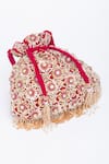 Shop_EENA_Magenta Tassels Oishi Velvet Floral Work Potli Bag _Online_at_Aza_Fashions