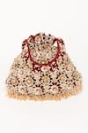 EENA_Red Tassels Oishi Floral Embroidered Potli Bag _Online_at_Aza_Fashions