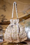 Buy_EENA_Silver Tassels Oishi Velvet Floral Motif Work Potli Bag _at_Aza_Fashions