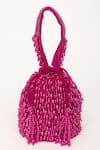 Shop_EENA_Magenta Pearl Veda Nalki Embroidered Bucket Bag _at_Aza_Fashions