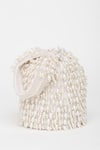 EENA_White Pearl Veda Nalki And Bead Embroidered Bucket Bag _at_Aza_Fashions