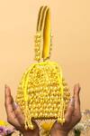 Buy_EENA_Yellow Pearl Veda Nalki And Bead Embroidered Bucket Bag _at_Aza_Fashions