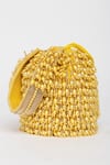 EENA_Yellow Pearl Veda Nalki And Bead Embroidered Bucket Bag _at_Aza_Fashions