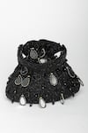 EENA_Black Mirror Zuri Teardrop Embroidered Potli Bag _Online_at_Aza_Fashions